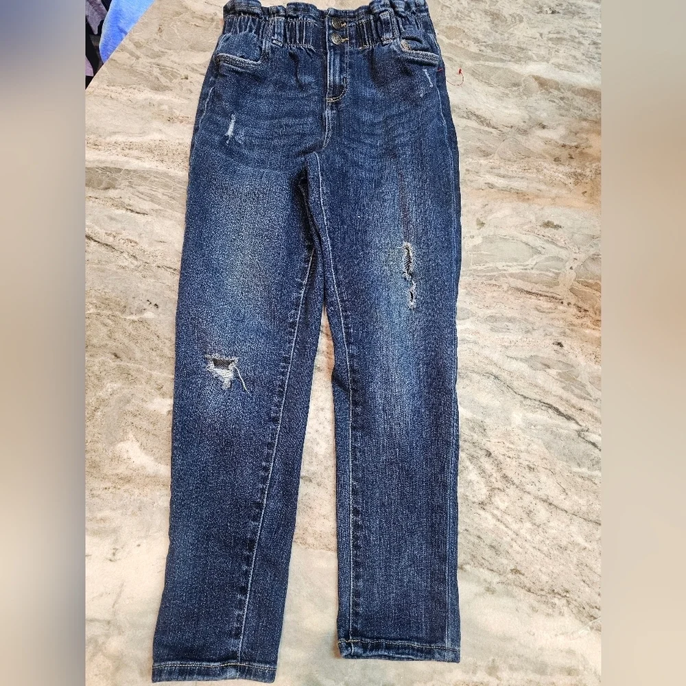 True Craft Kids High Rise Skinny Jeans Distressed Blue Denim Size 12